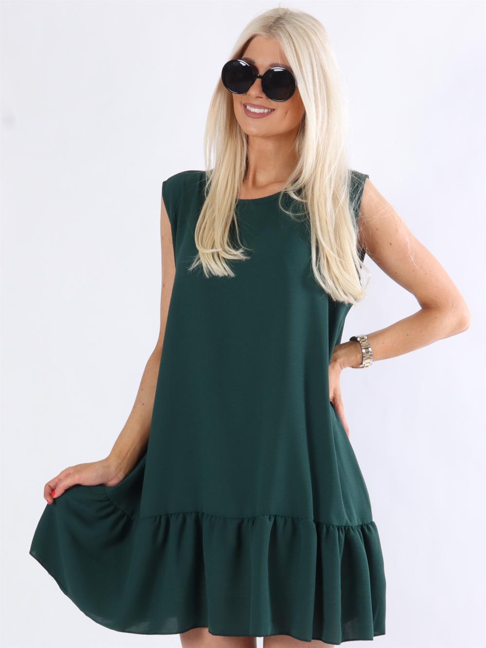 Manola - Kjole i løs pasform med flæsekant forneden